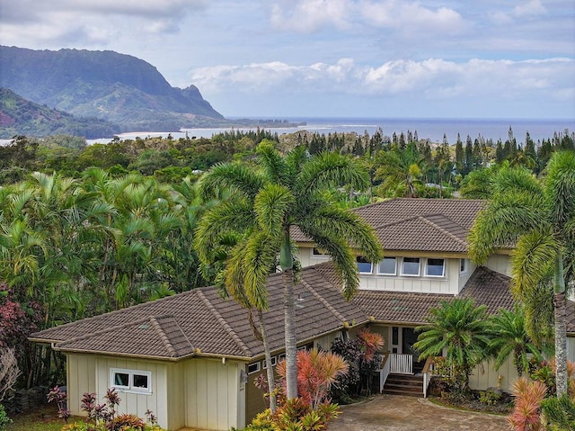 exterior space featuring a water view