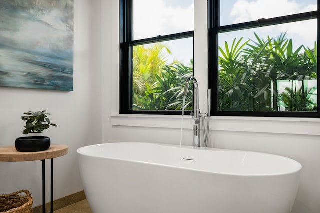 bathroom featuring a washtub and sink