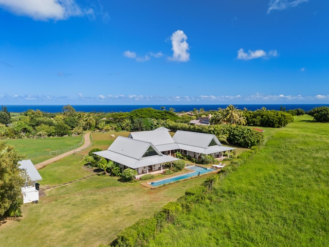 bird's eye view featuring a water view