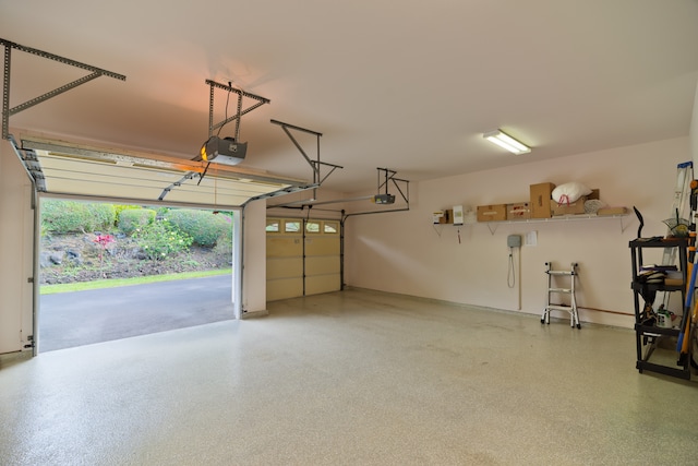 garage with a garage door opener