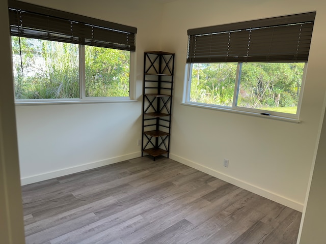 unfurnished room with light hardwood / wood-style floors