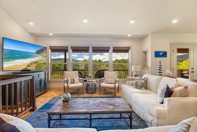 living room with french doors