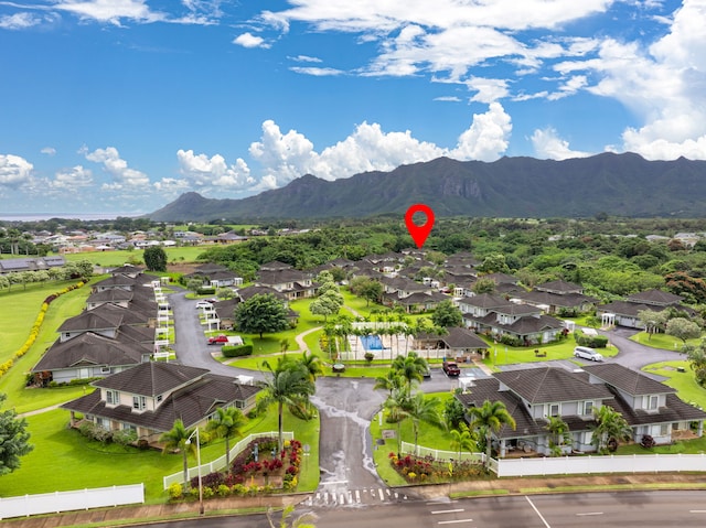 drone / aerial view with a mountain view