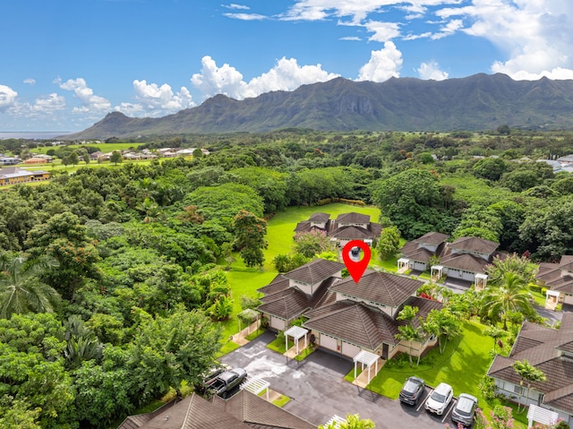 aerial view featuring a mountain view