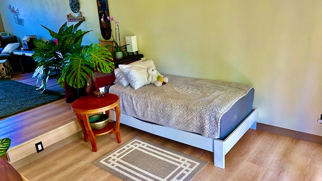 bedroom featuring wood-type flooring