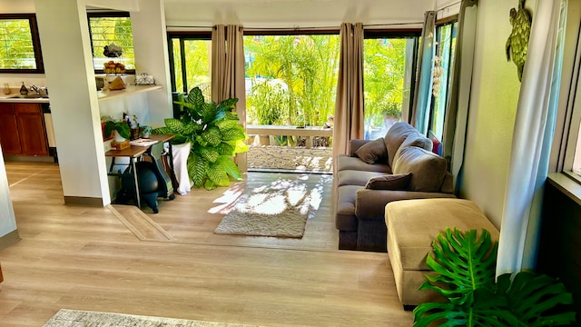 sunroom featuring a wealth of natural light and sink