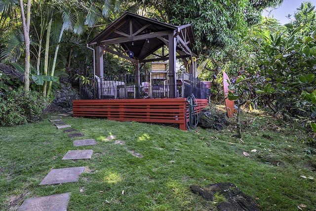 view of yard with a gazebo