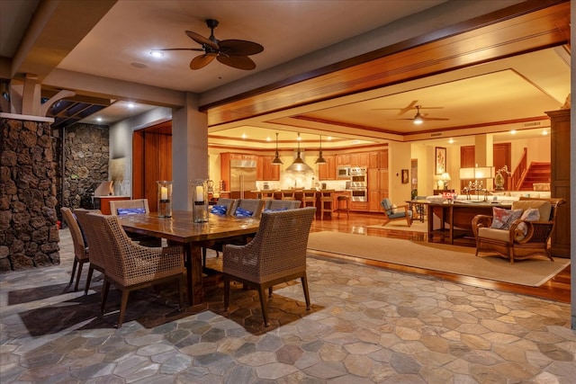 dining area featuring ceiling fan