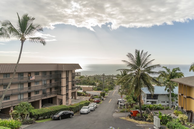 view of property with a water view