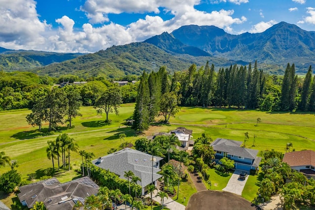 aerial view with a mountain view