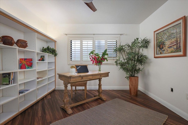 office with dark hardwood / wood-style flooring