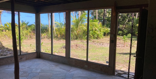 view of unfurnished sunroom