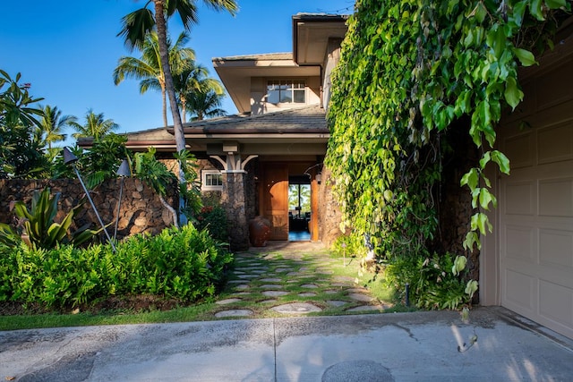 entrance to property with a garage