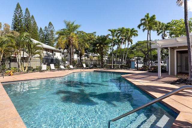 view of swimming pool featuring a patio