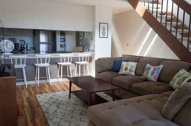 living room with hardwood / wood-style floors