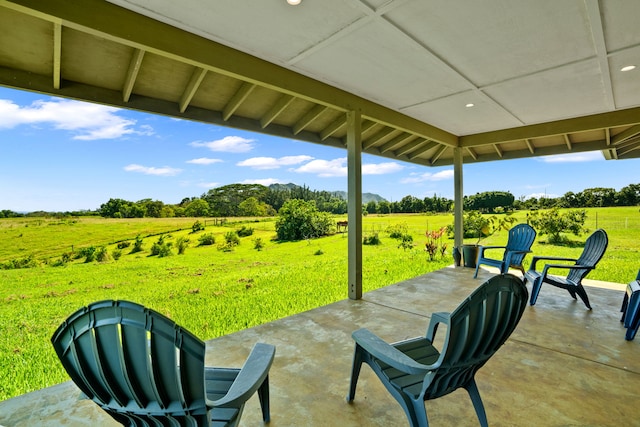 view of patio featuring a rural view