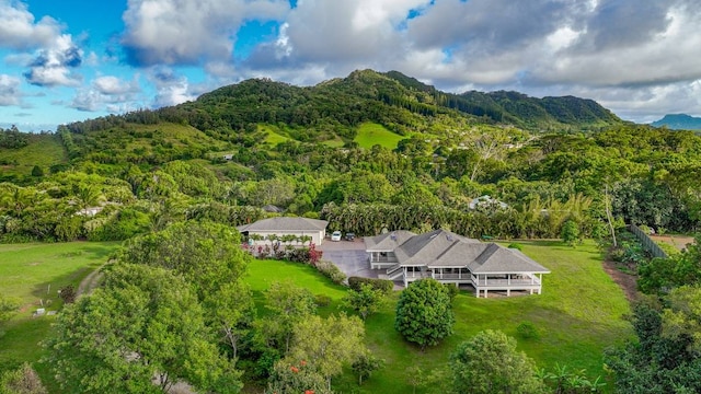 aerial view with a mountain view