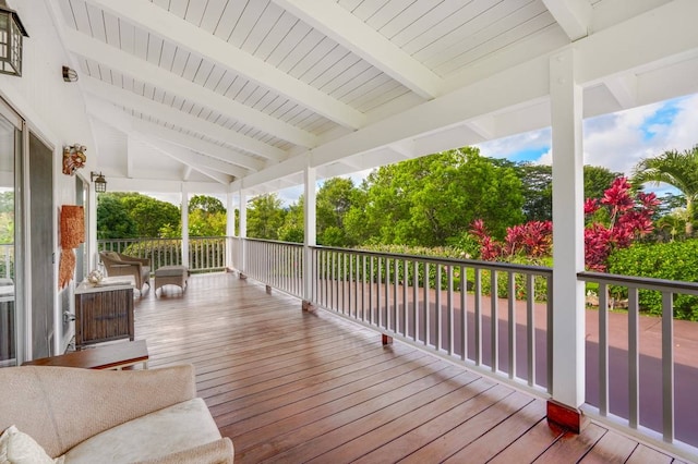 deck featuring covered porch