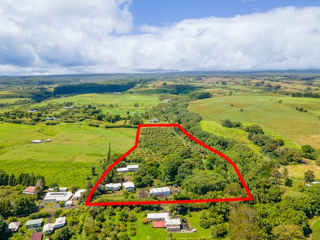 aerial view featuring a rural view