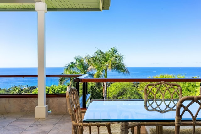 balcony with a water view