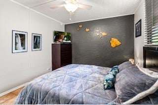 bedroom featuring ceiling fan