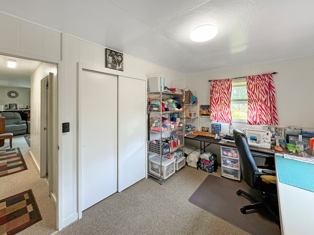 view of carpeted office space