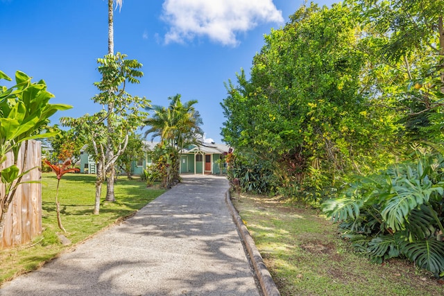 obstructed view of property featuring a front yard