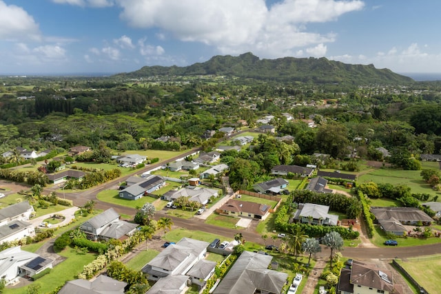 bird's eye view with a mountain view