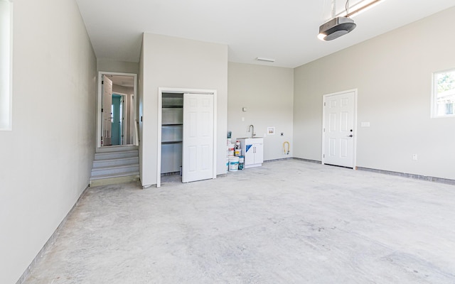 garage with a garage door opener