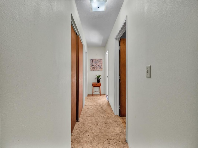 hallway with light carpet