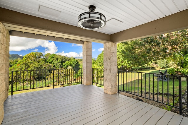 deck featuring a lawn