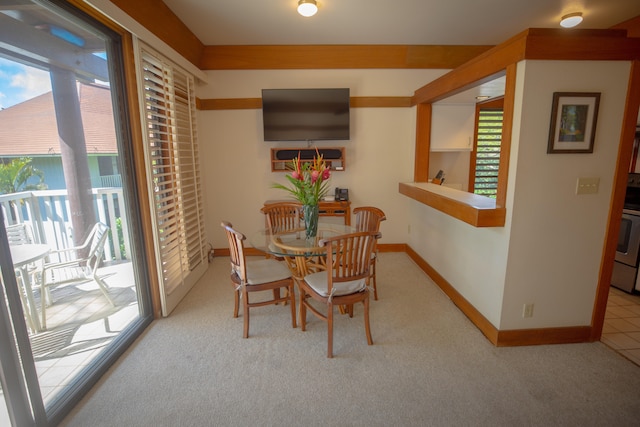 view of carpeted dining room