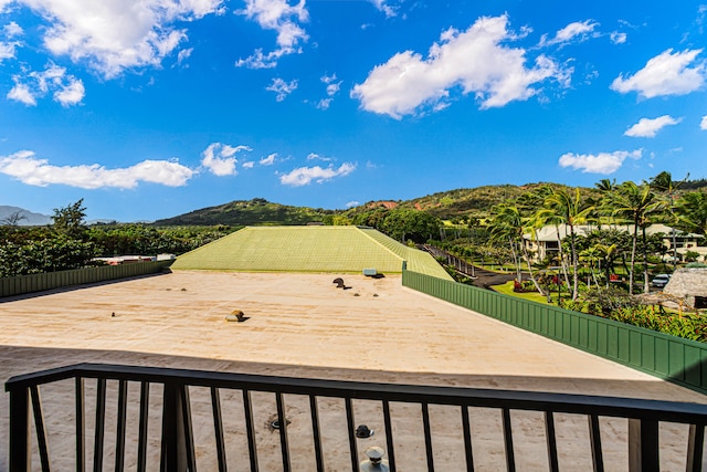 exterior space featuring a mountain view