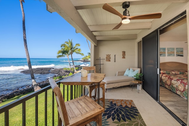 balcony with a water view