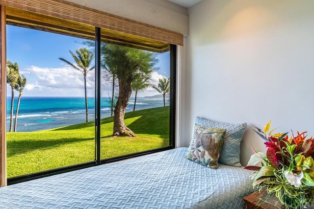 bedroom with a water view