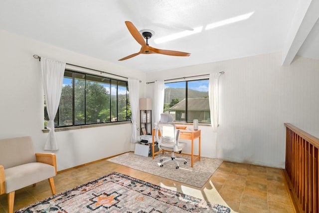 office area featuring ceiling fan