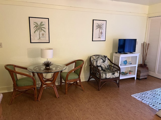 living area with wood-type flooring