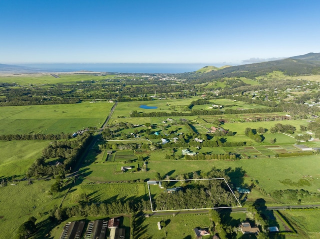 birds eye view of property featuring a rural view