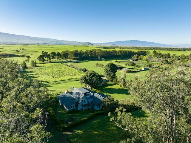 bird's eye view with a mountain view and a rural view