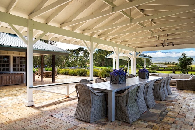 view of patio featuring a gazebo