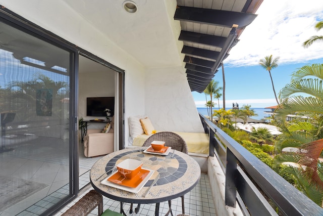 balcony with a water view