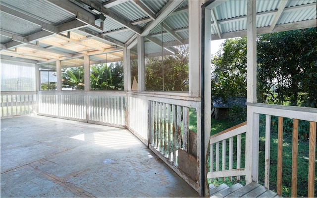 view of unfurnished sunroom