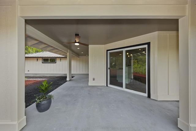 view of patio / terrace featuring ceiling fan