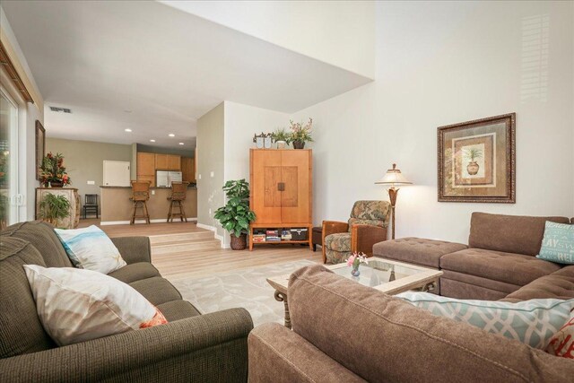 living room featuring light hardwood / wood-style floors