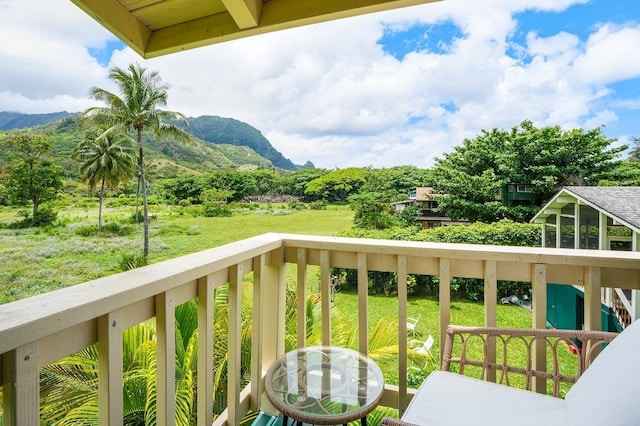 balcony with a mountain view