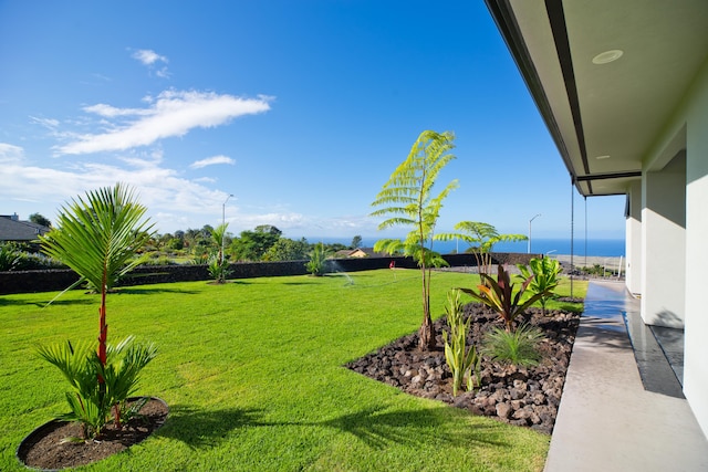 view of yard featuring a water view