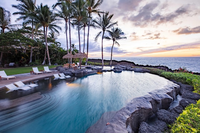 property view of water featuring a gazebo