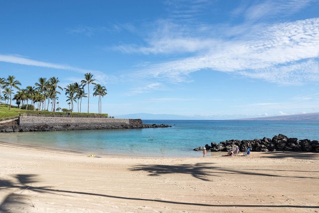 view of water feature with a view of the beach