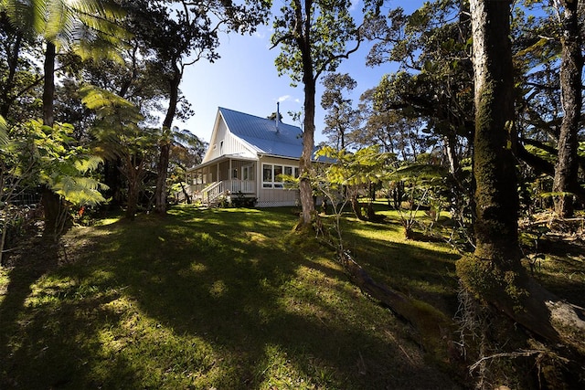 view of yard with a porch