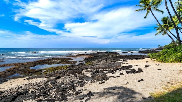 property view of water featuring a view of the beach